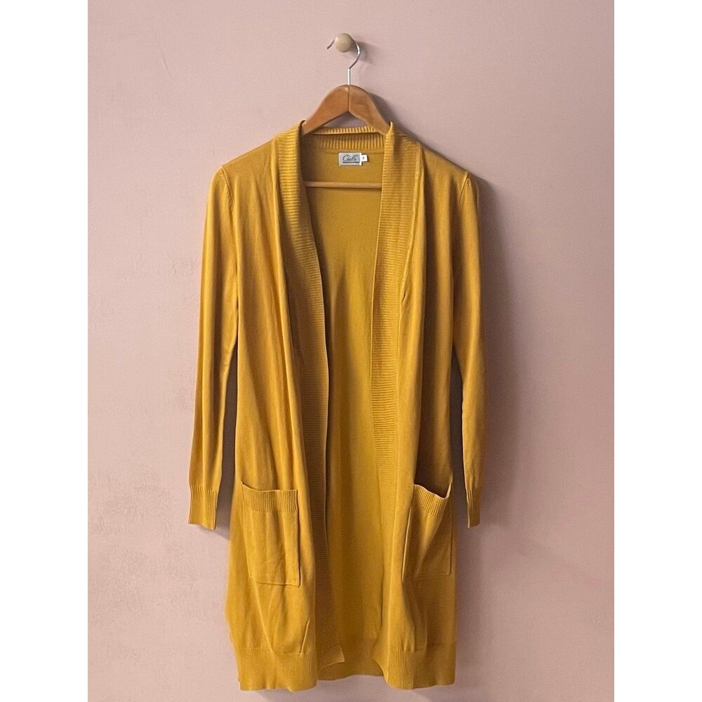 Cielo Mustard Yellow Open Front Cardigan Size M
